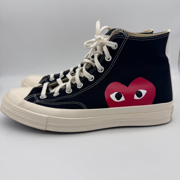 Comme Des Garçons PLAY Converse High Top Sneakers Mens 10 Womens 12 Heart Logo - Picture 4 of 12